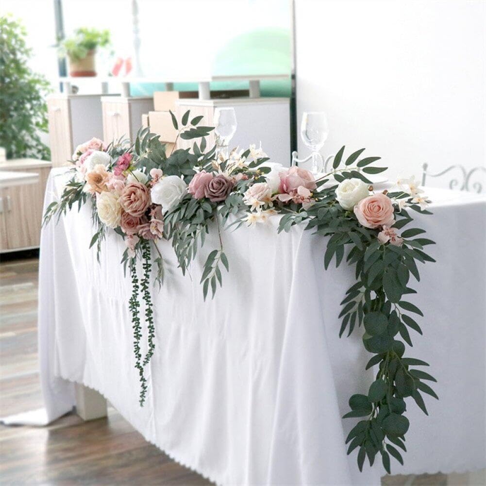 Eucalyptus artificiel rose guirlande fleurs de mariage table garland pour fête