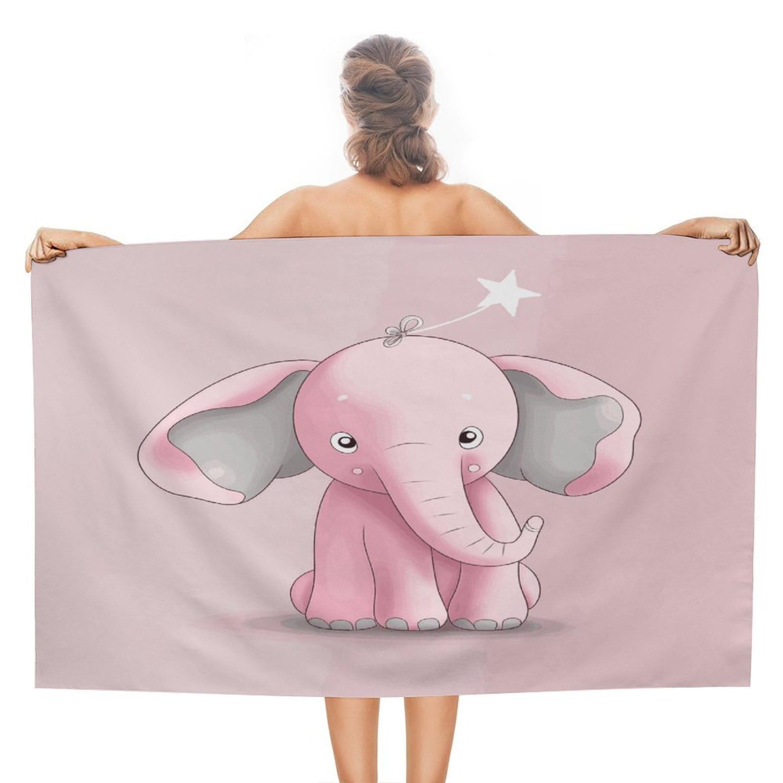 FekiLoot Pink Elephant Beach Towel Absorbent & Quick Dry Pool Towels 31 X 51 Inches Extra Large Sandfree Beach Blanket Towels Soft Lightweight Travel Towel for Swim Yoga Camping