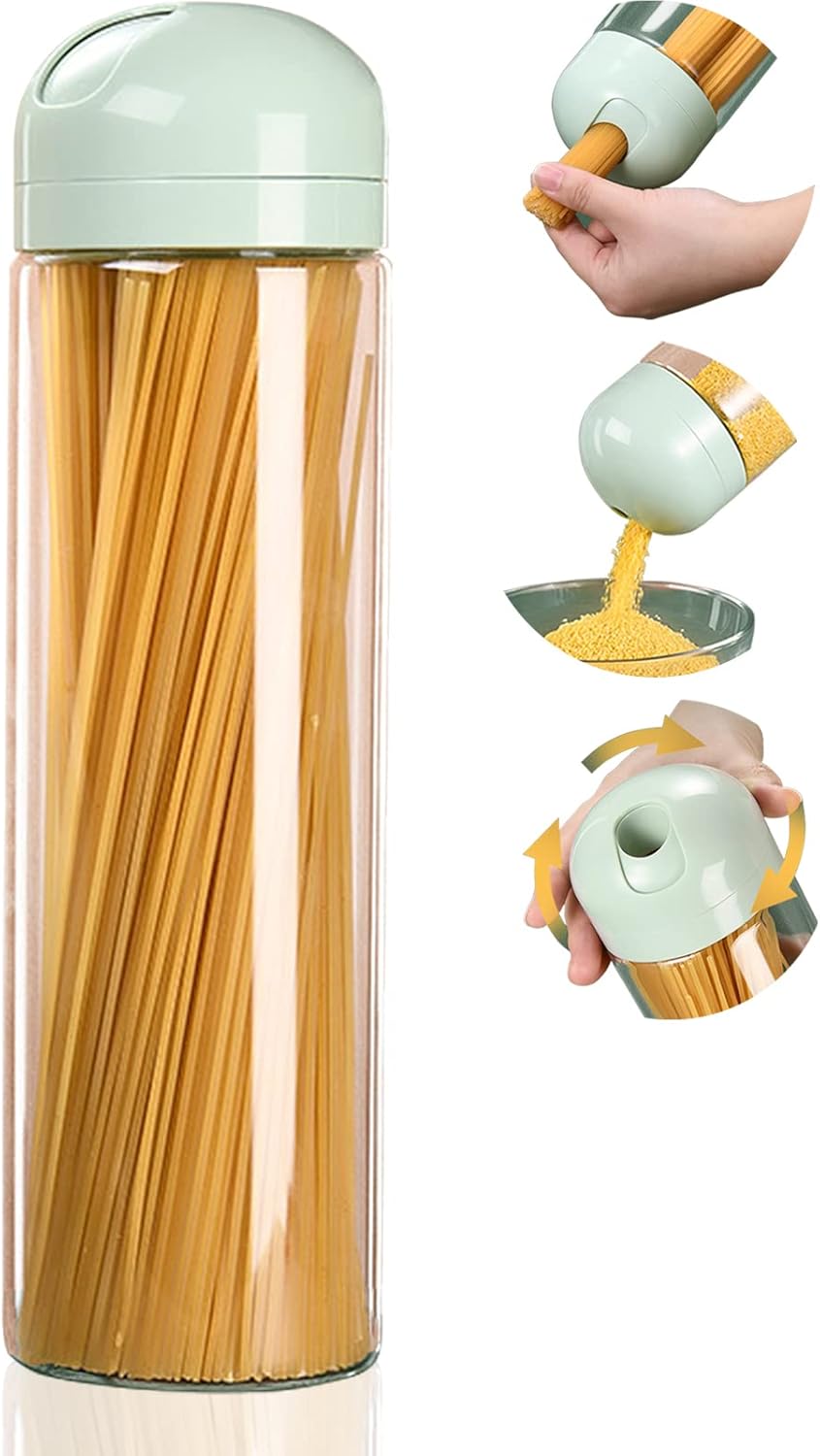 Contenitore Per Pasta Alto E Trasparente | Con Coperchio Ermetico, Per Dispensa, 10.5x28.6 Cm - Foto 10