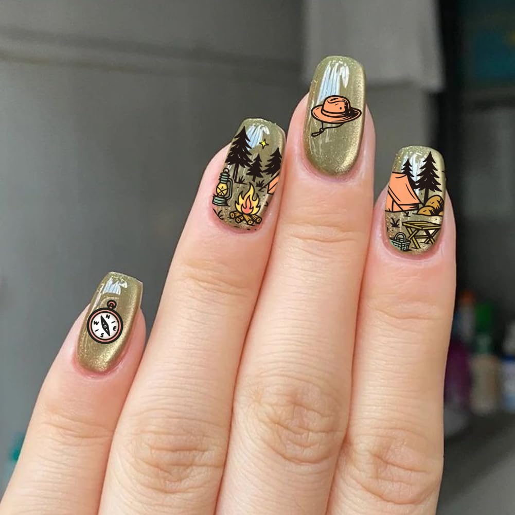 PH PandaHall 3 pezzi di piastre per timbri per unghie con motivi di animali e piante, modelli per nail art con scena di prateria, bellissimi motivi in acciaio inossidabile per stencil artistici per