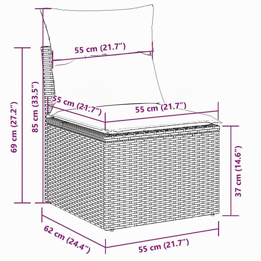 vidaXL Salon de Jardin 5 pcs avec Coussins Noir résine tressée Acacia