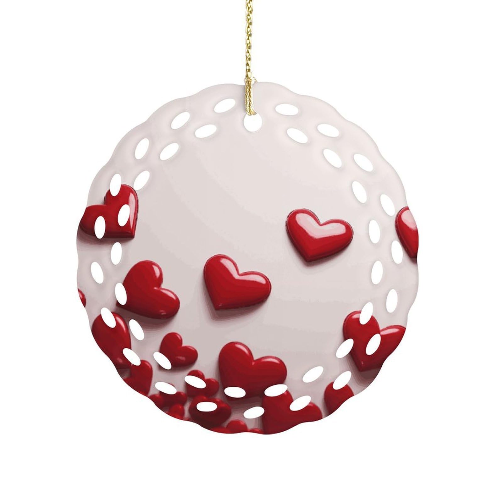Wsoihfec Women's Style Red Hearts Hanging Ornament 3 Inch Round,1-Pack,Xmas Decor -Two-Sided Printed,Friend Ornament Gifts For Friends Coworker Sisters