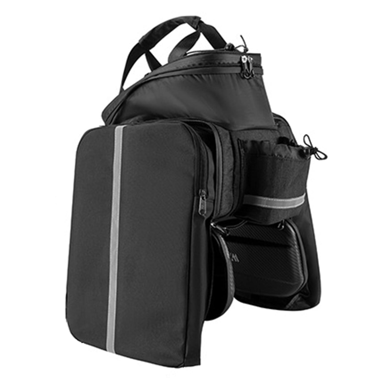 Tbest Bolsa para Sillín de Bicicleta de Montaña, Portaequipajes Trasero de 11L con Reflector para Viajes en Bicicleta, Bolsa Negra No Expandible de Poliéster Eva (Negro 31L (Ampliable))