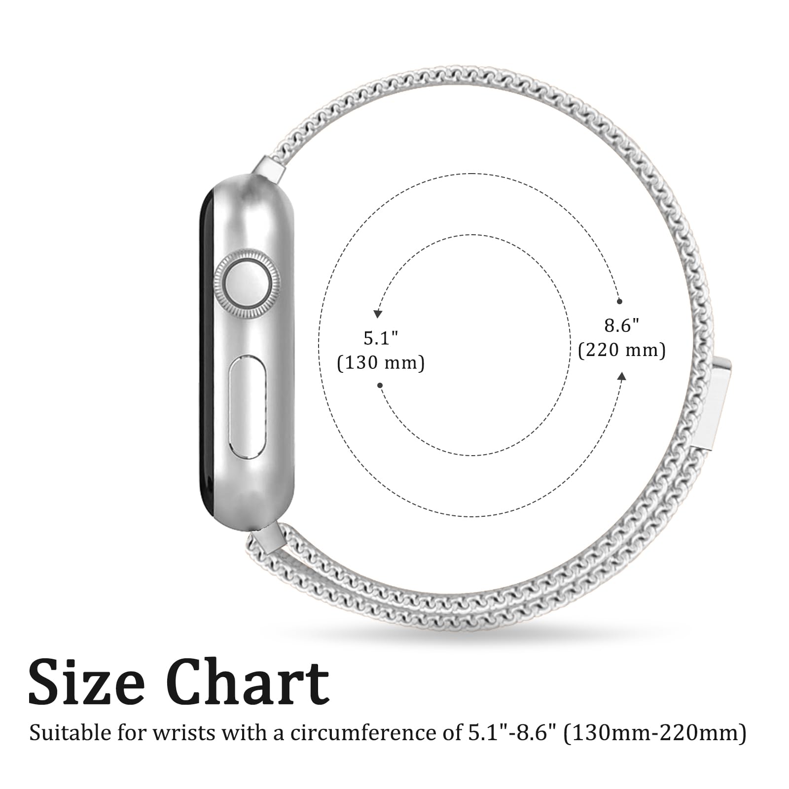 Metal Strap for Huawei Watch Fit 3, Stainless Steel Bracelet Replacement Band with Enhanced Magnet (Silver) - Image 3