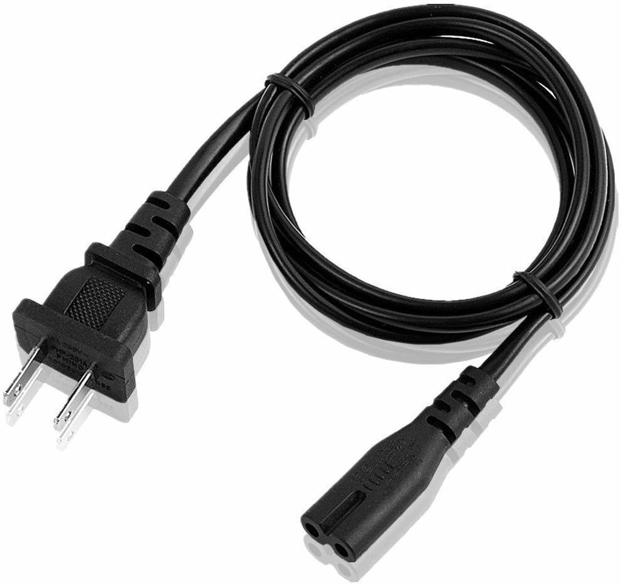 6ft 2 Prong AC Power Cord Replacement for PS4 / PS5 / Xbox Series X|S/Xbox One, Compatible with TCL Roku Smart TV, Universal Power Cable