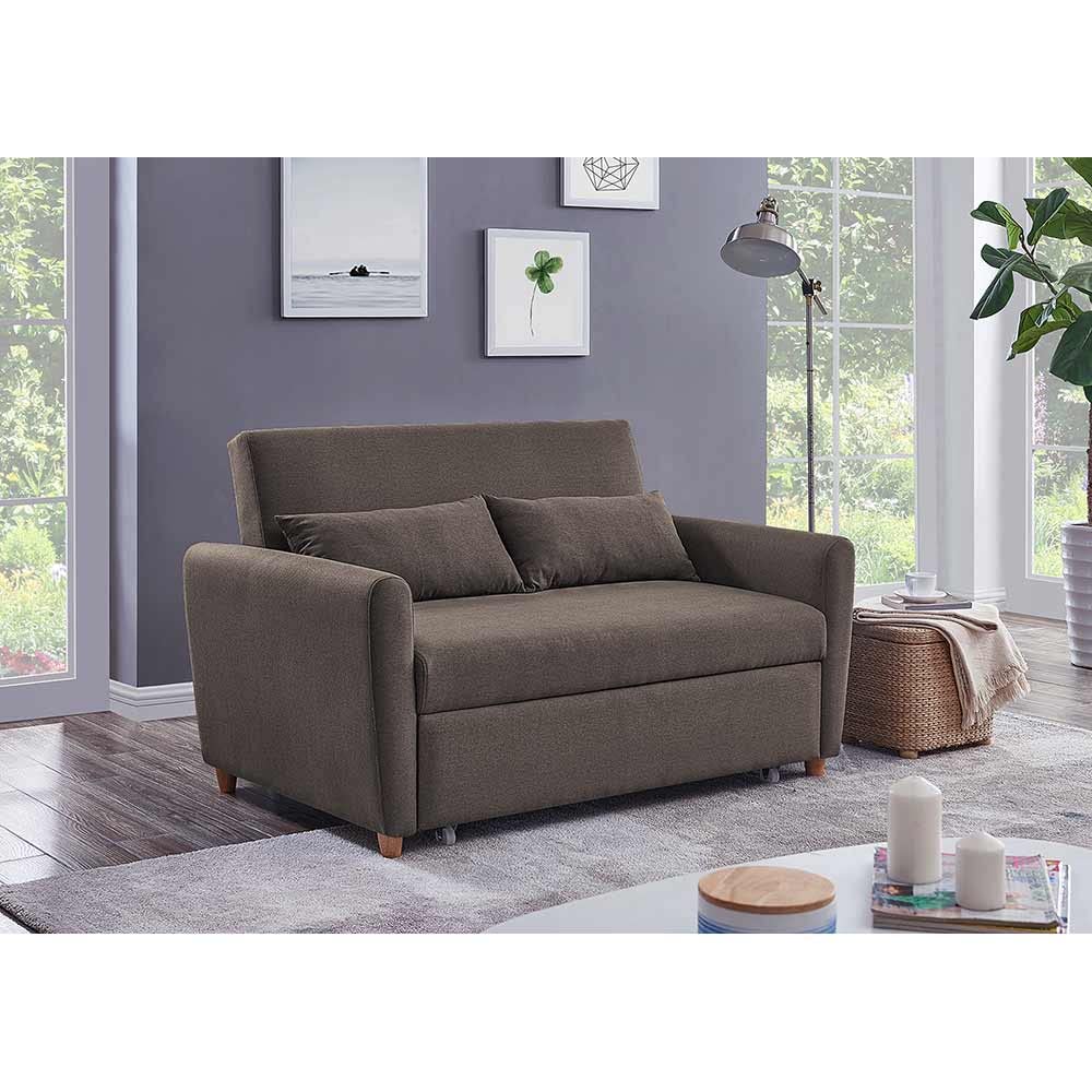 Danube Home Alpha Sofa Bed I Sleeping Sofa I Fabric Two Seat Sofabed I Modern Design Living Room Furniture Set (L 140 x W 86 x H 87.5 cm | L 140 x W 189 x H 45 cm) - Brown