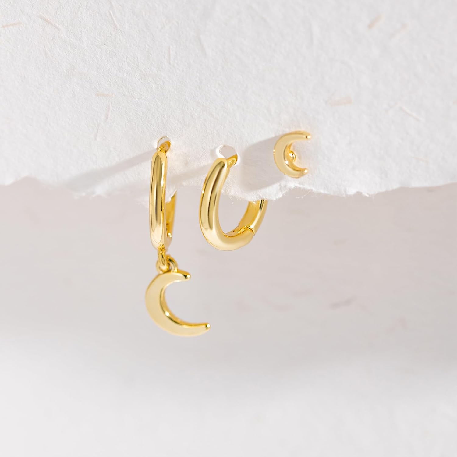 Hoop Earrings for Women-14k Gold-plated Moon Star Butterfly Heart Clover Snake Tiny Stud Huggie Hoop Dainty Stack Earrings Set for Women - Image 4