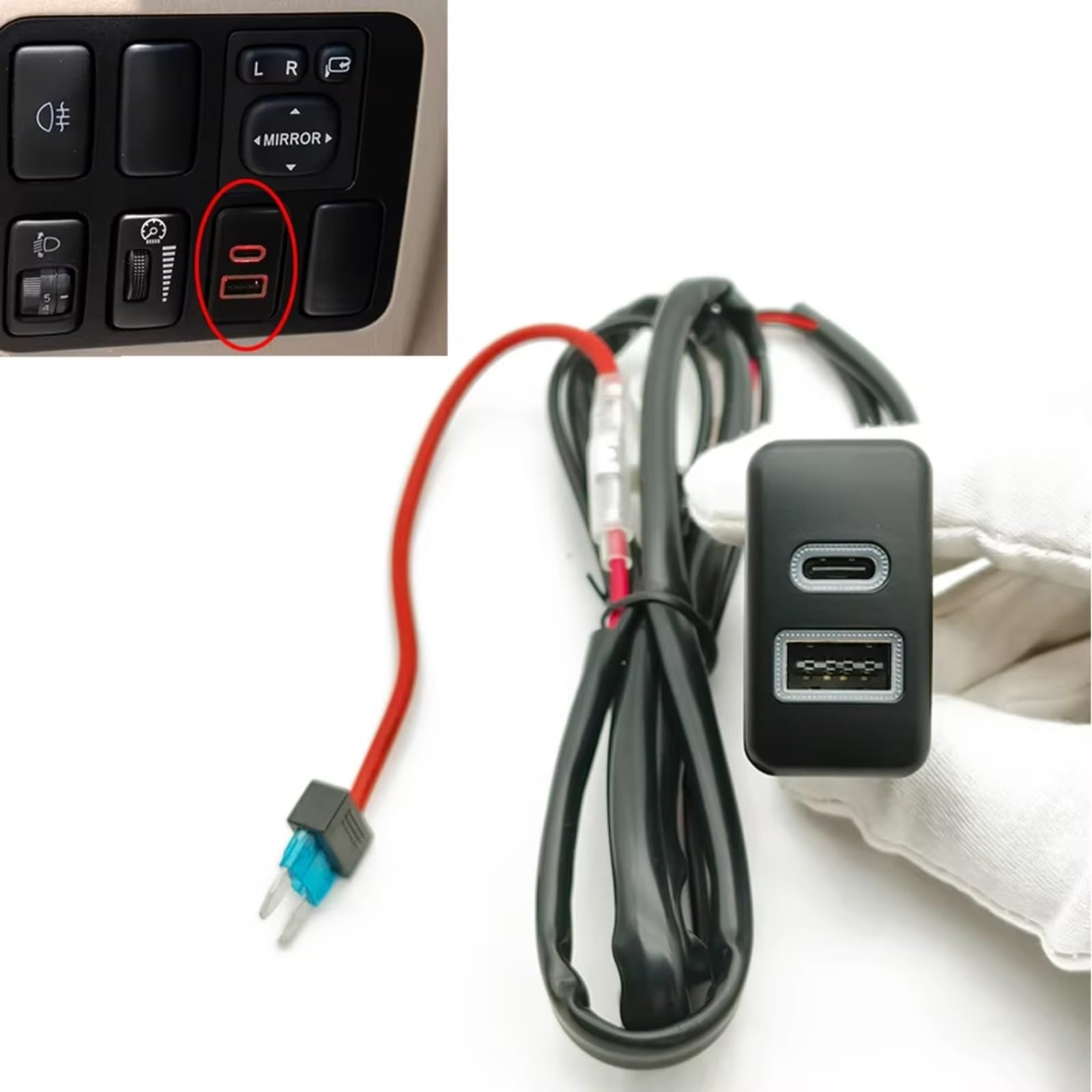 Compatibile Con Toyota Per Prado Per Fj Cruiser Dual Qc3.0 Pd Adattatore Per Presa Di Ricarica Rapida 12V 24V Sostituzione Impermeabile Ad Alta Velocità Porta USB