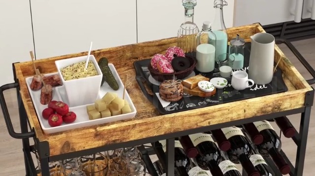 Amazon.co.jp: バーカート ワインカート ラックホルダー付き 家庭用