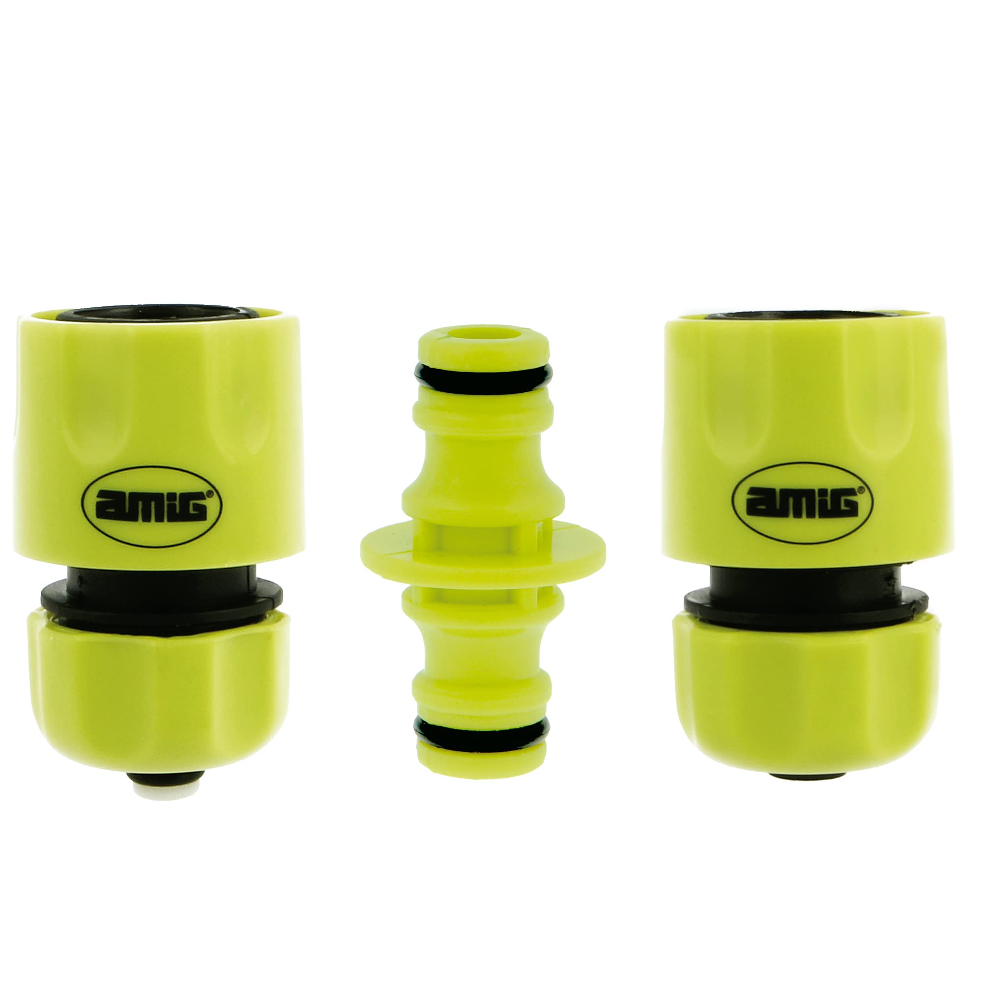 Amig - Hose Connector Kit - 3 Components - 2 1/2" Quick Fittings and 1 Connection Sleeve - Ideal Garden Accessories - ABS Plastic - Pistachio Green