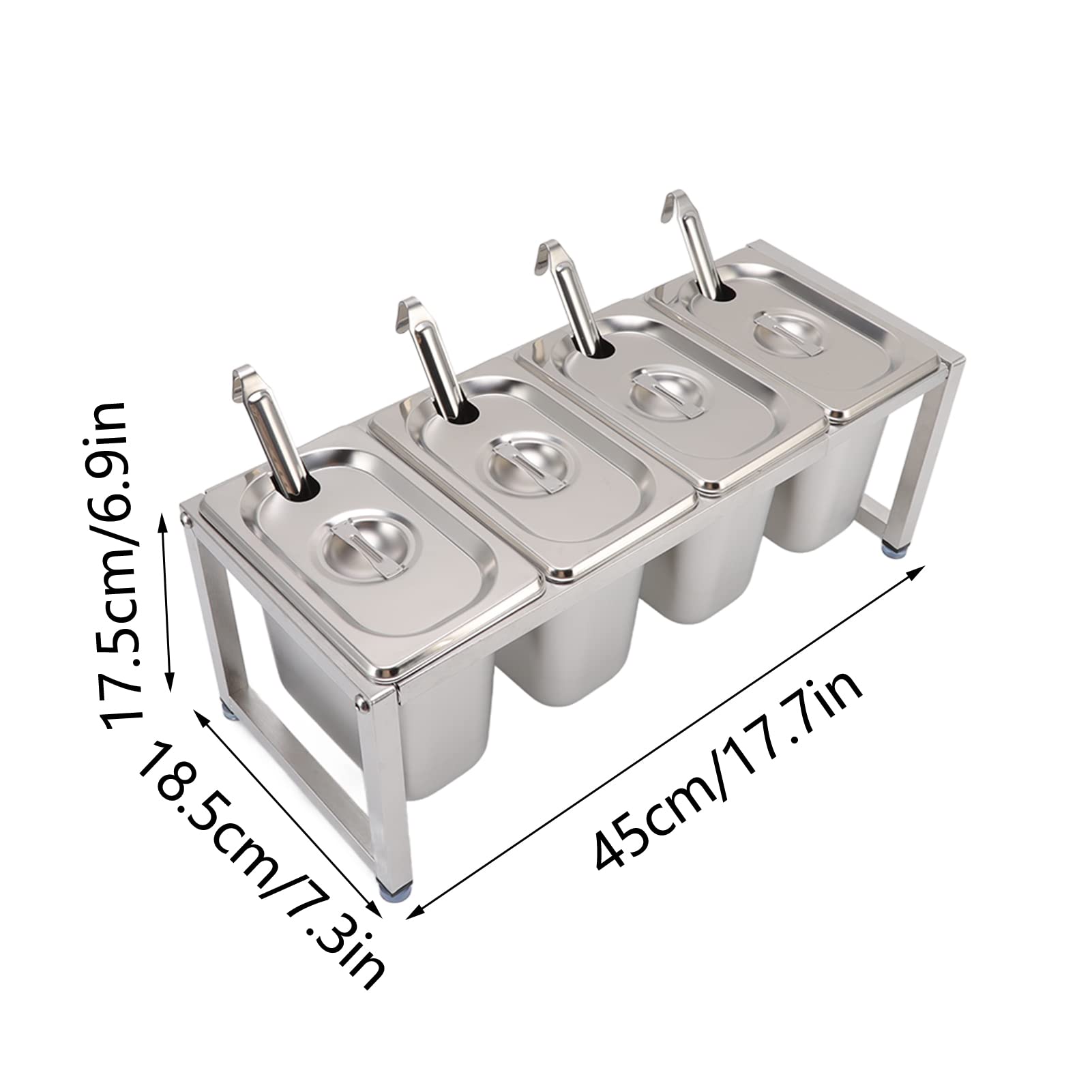 KIMISS Estante de Acero inoxidable: Soluciones de Almacenamiento de Cocina con Soporte para Condimentos con Acabado de Espejo Pulido, Diseño Apto para Uso Alimentario (Caja de 4 piezas)