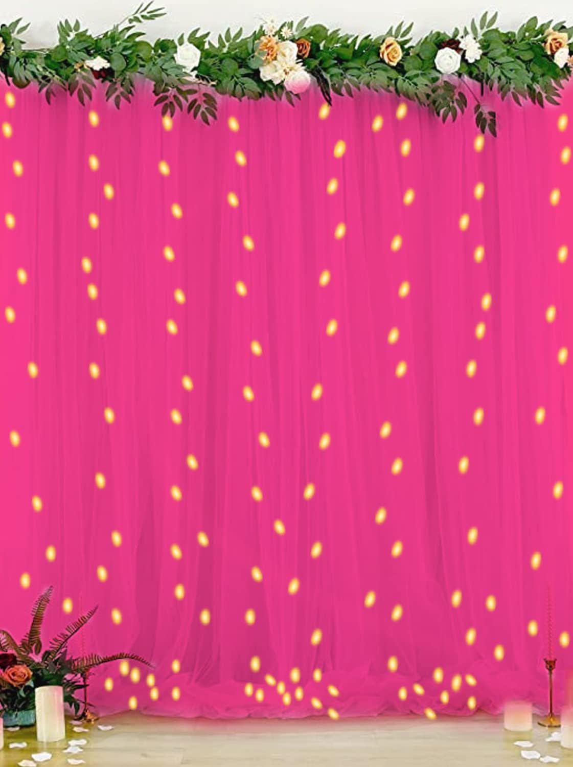 Hemito 5 Pc Cabana Tent for Birthday Decoration Canopy Tent for Decortion Outdoor Bedroom with Hook and Ribbon for Birthdays,Christmas,Anniversary,Tulle White net Curtain Cloth(Pink)