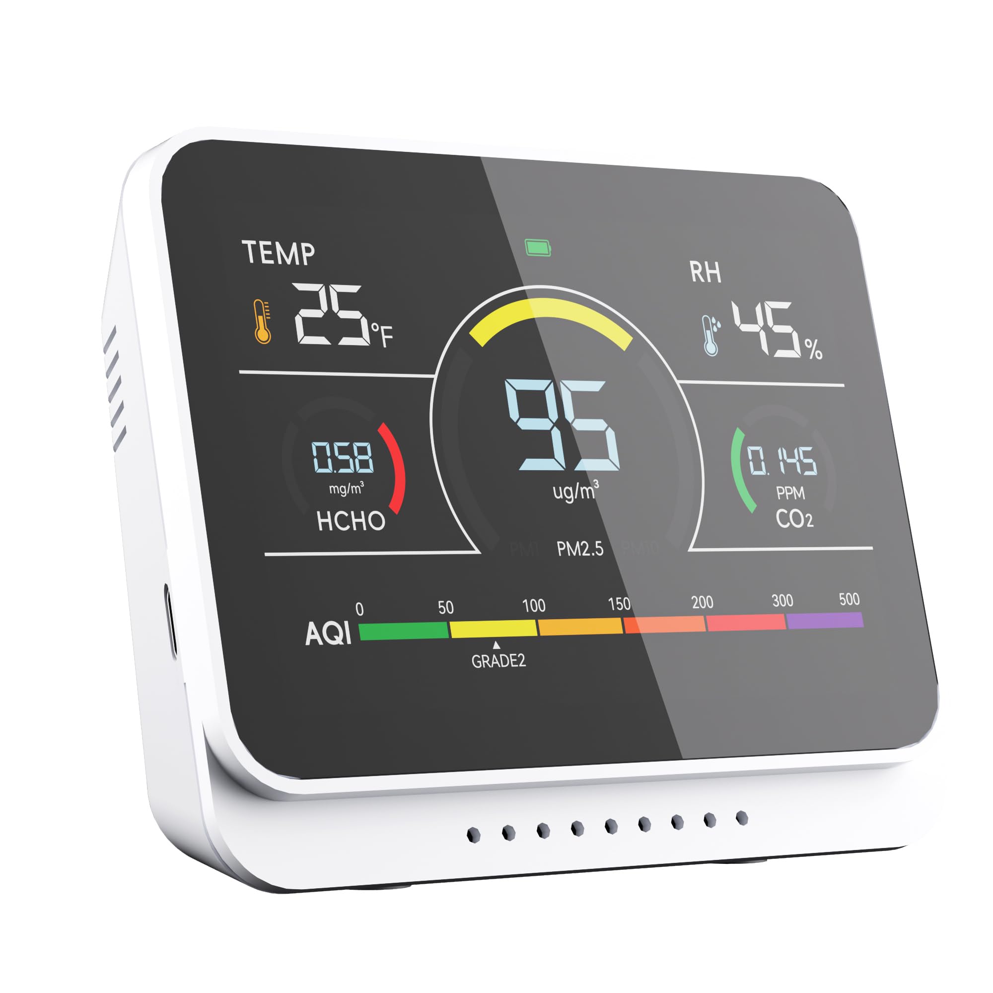 13 in 1 Portable Air Quality Monitor Indoor for Home, Car and Office Air Quality Tester for 6AQI,HCHO, PM2.5, PM1.0, PM10, CO2 Detector Air Quality