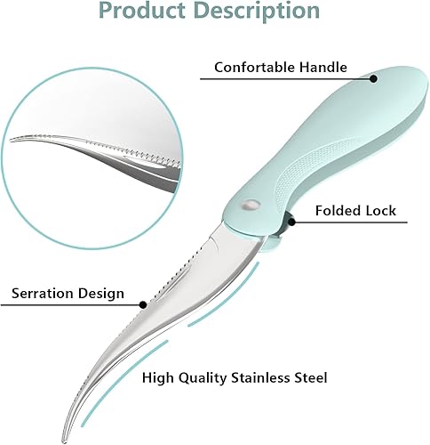 Miniatura 3 de Luvan Herramienta de diseño de camarones, Deveiner de camarones con hoja afilada de acero inoxidable y mango antideslizante, herramienta para pelar