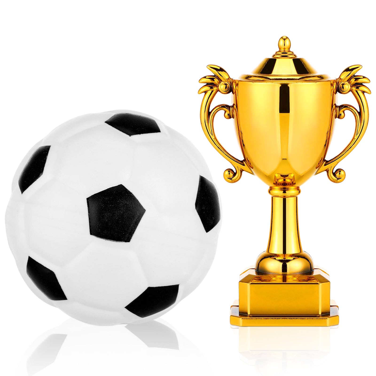 2 Pcs World Football Cup Cake Toppers, World Football Cup 2026 Cake Decorations, Mini Plastic Soccer and Trophy Design for World Soccer Cupcake Toppers Baking Dessert Decorations Party Supplies