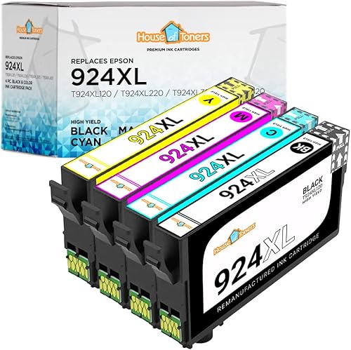 Miniatura 1 de Cartucho de tinta remanufacturado para Epson 924XL Cartucho de tinta de alto rendimiento para Epson 924XL Workforce Pro WF-C4310 WF-C4810 (BCMY, 4
