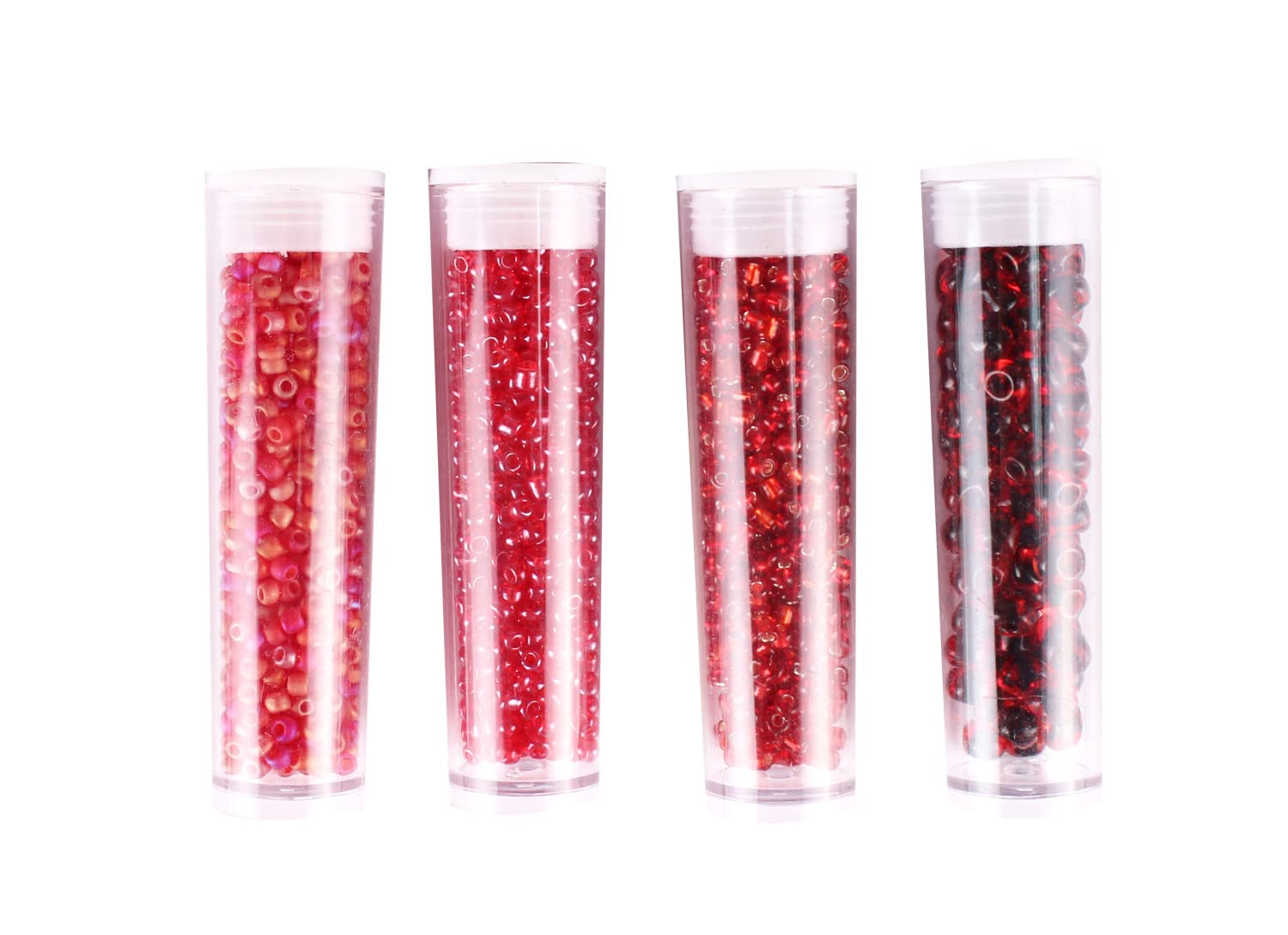 Tube De Perles De Rocaille Miroir Rouge Vif - Sans Marque, Fabriqué En France, Neuf
