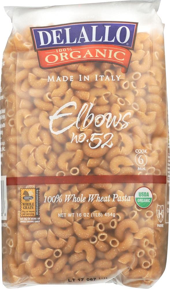 DELALLO Organic Whole Wheat Elbows #52, 16 OZ