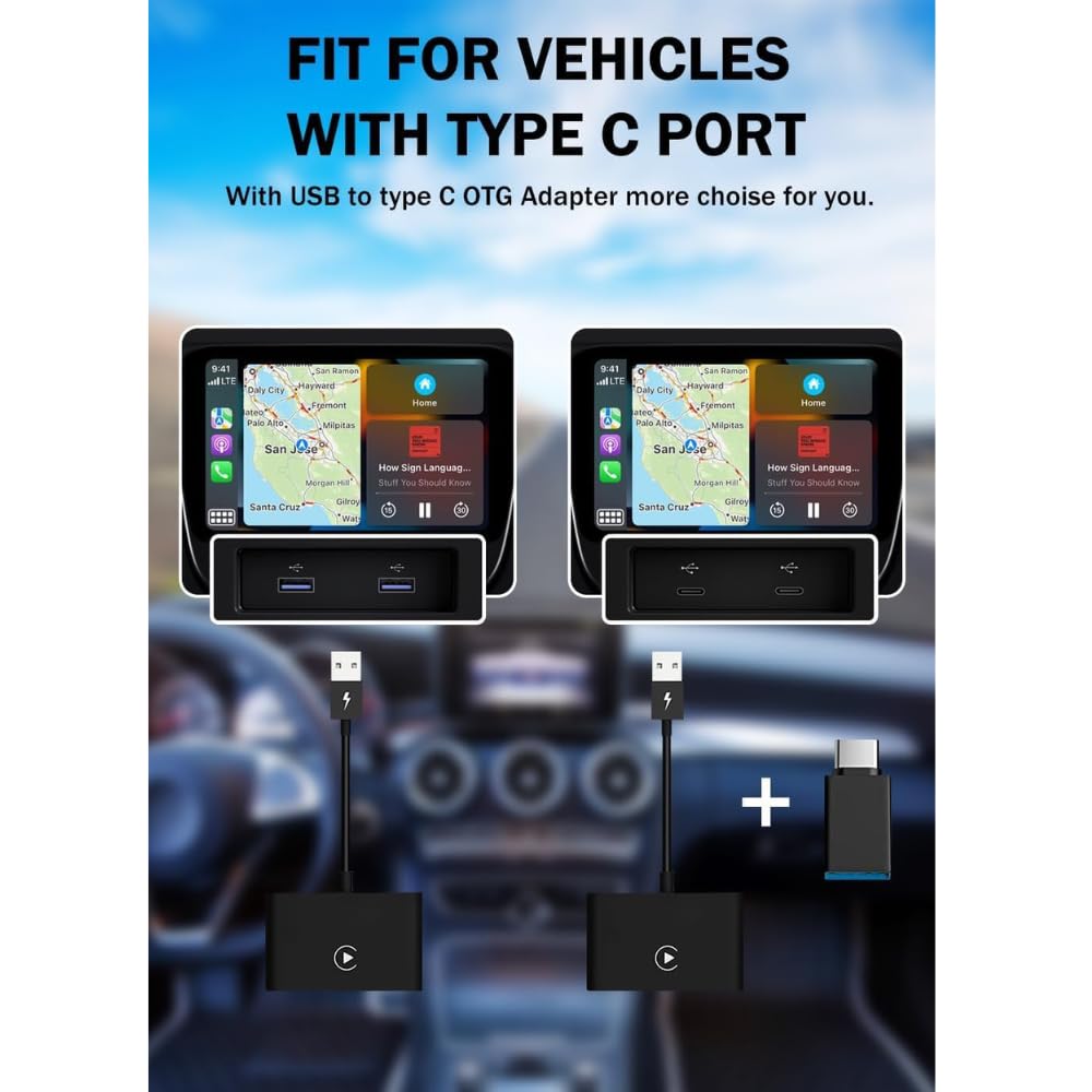 USB Wireless CarPlay Adapter For Apple Wireless Carplay Dongle Plug &Play,Compatible with iPhone 11,12,13,14,15,16 OS 10+ & Android Auto,Mini&Stable Car Play Wireless Adapter - Image 3