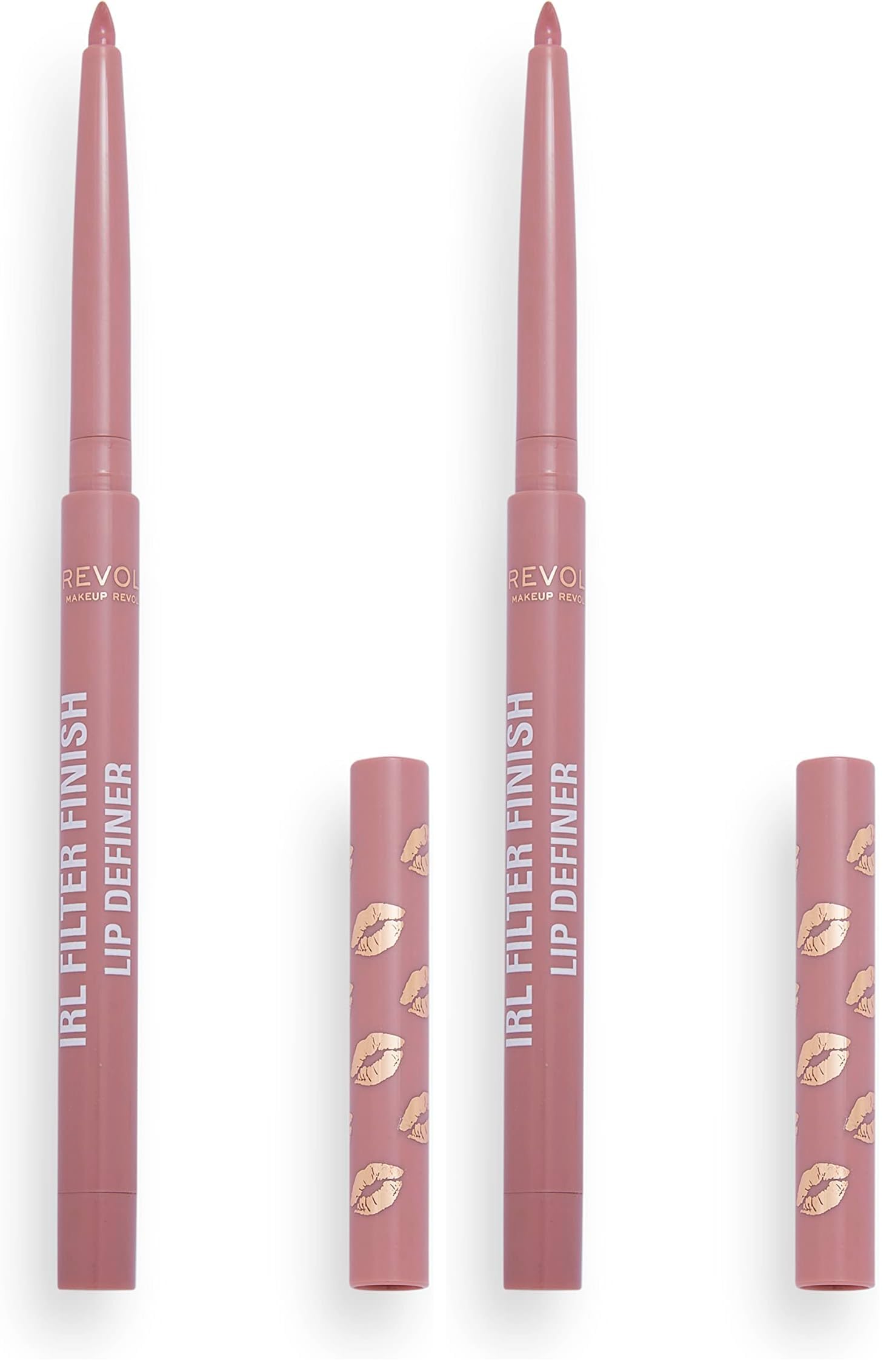 Makeup Revolution IRL Filter Finish Lip Liner Definer Chai Nude Waterproof Long Lasting Set with Matching Lipsticks or Lip Gloss (Pack of 2) 0.01 Ounce (Pack of 2)