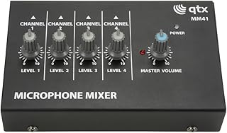 qtx MM41 Mini Microphone Mixers | 4 Channel,Black