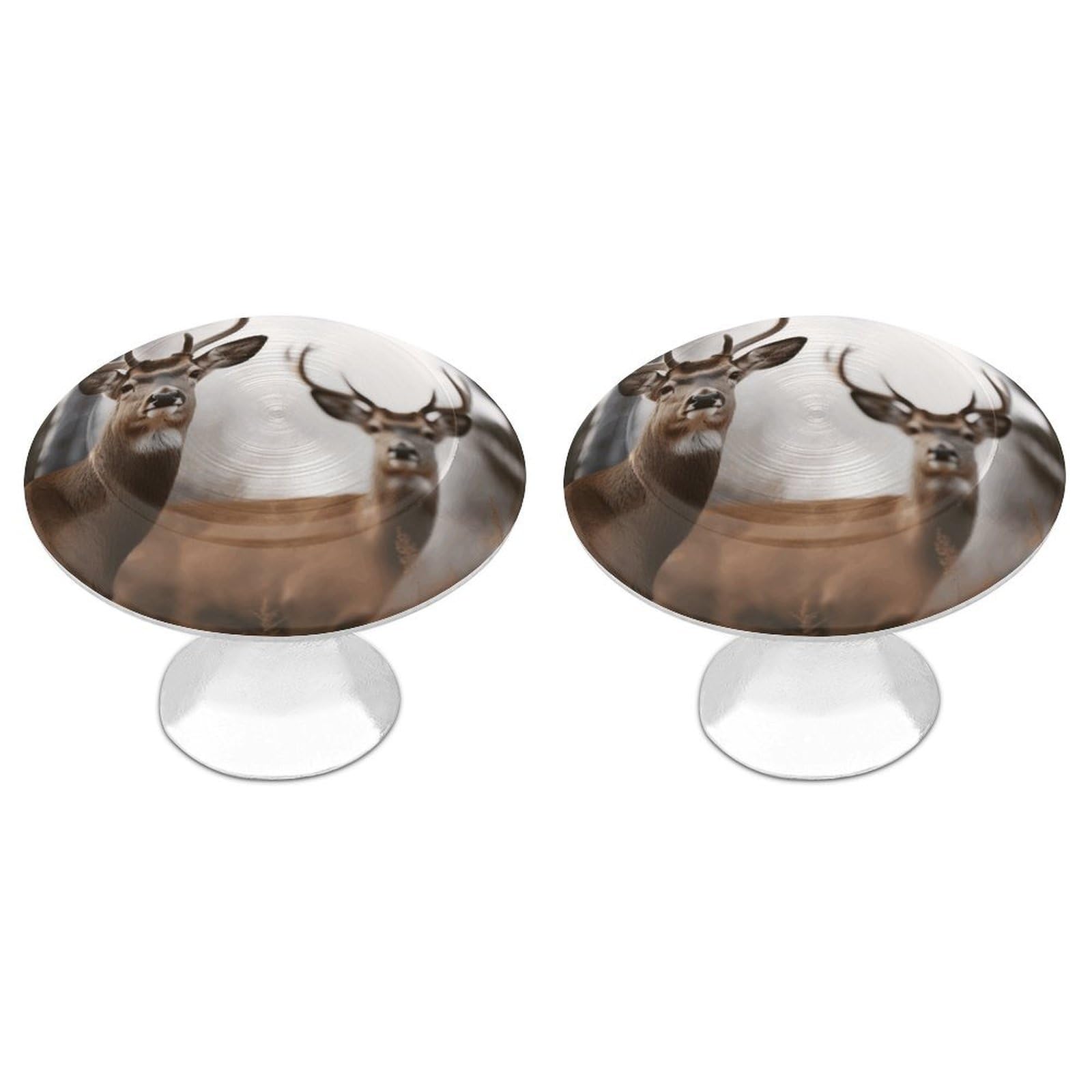 FekiLoot Deer Cabinet Knob Kitchen Drawer Knob Stainless Steel Round Drawer Pulls Modern Cabinet Hardware Vintage Dresser Drawer for Kitchen Bathroom Closet Dresser Cabinets