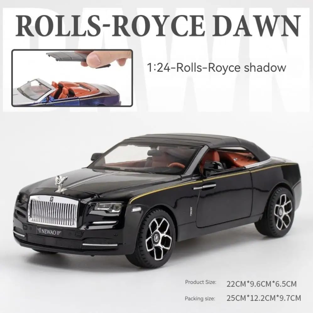 Image of Scale Exclusive Alloy Metal Pull Back | Die-cast Car Model with Sound Light Mini Auto Toy for Kids Metal Model Toy Car with Sound and Light (1.24 Scale- Rolls ROICE Down-Black)