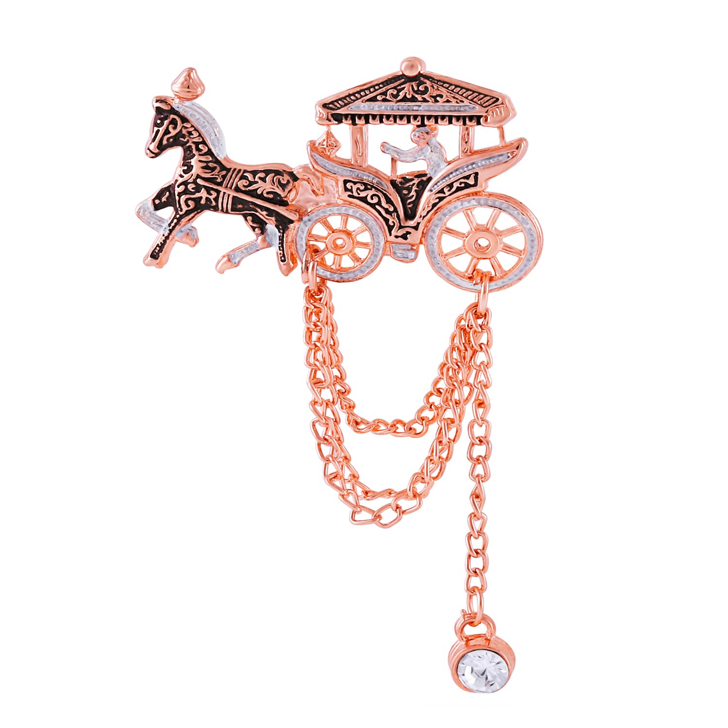 Om Jewells MenS Fashion Jewellery Rose Gold Oxidise Chariot Brooch With Hanging Chain Emblished With Crystal Stone For Boys And Men SP10002014 (B08335ZY9P) Amazon Price History, Amazon Price Tracker