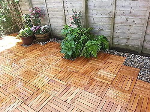 Tegels van massief acacia, kleurrijke glasparels, 6 stuks, extra dik voor terrassen van hout voor patio, tuin, balkon, whirlpool. Tegels vierkant voor terras 30 cm - Image 8