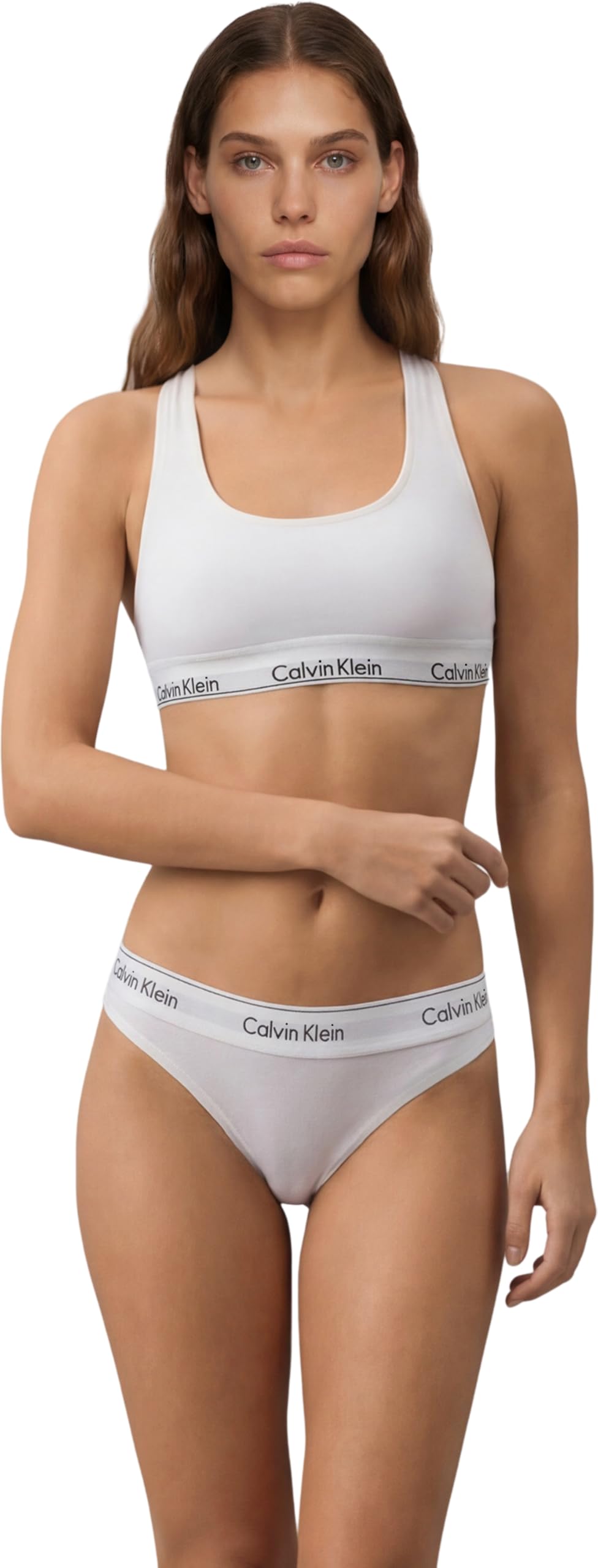 Calvin Klein Women's 2 Pack Bralettes with Logo Band, Multicolor (White/Cradle Pink), S