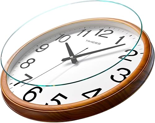 Miniatura 3 de Reloj de pared, acabado de madera clásico, reloj analógico silencioso de 16 pulgadas, funciona con pilas, decoración retro ideal para el hogar,