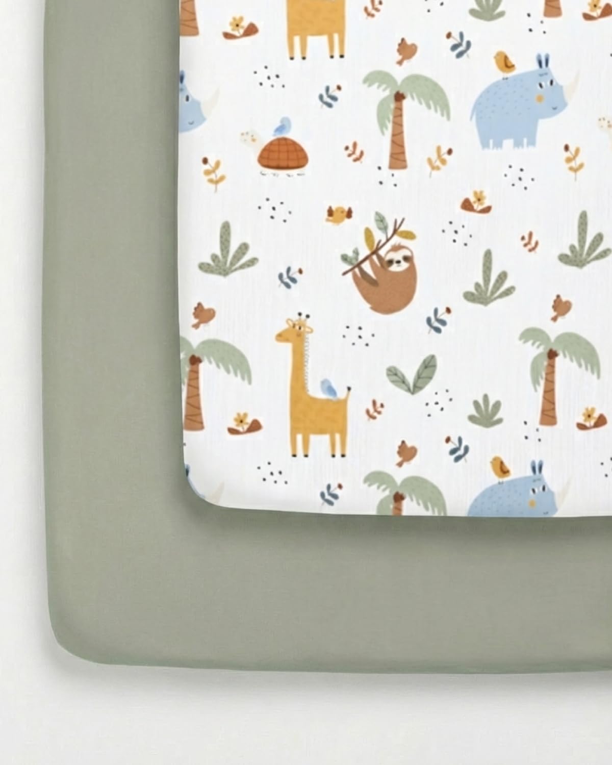 2-Pack Pack N Play Sheets - Playard Mattress Sheets - 38 x 26in, Safari