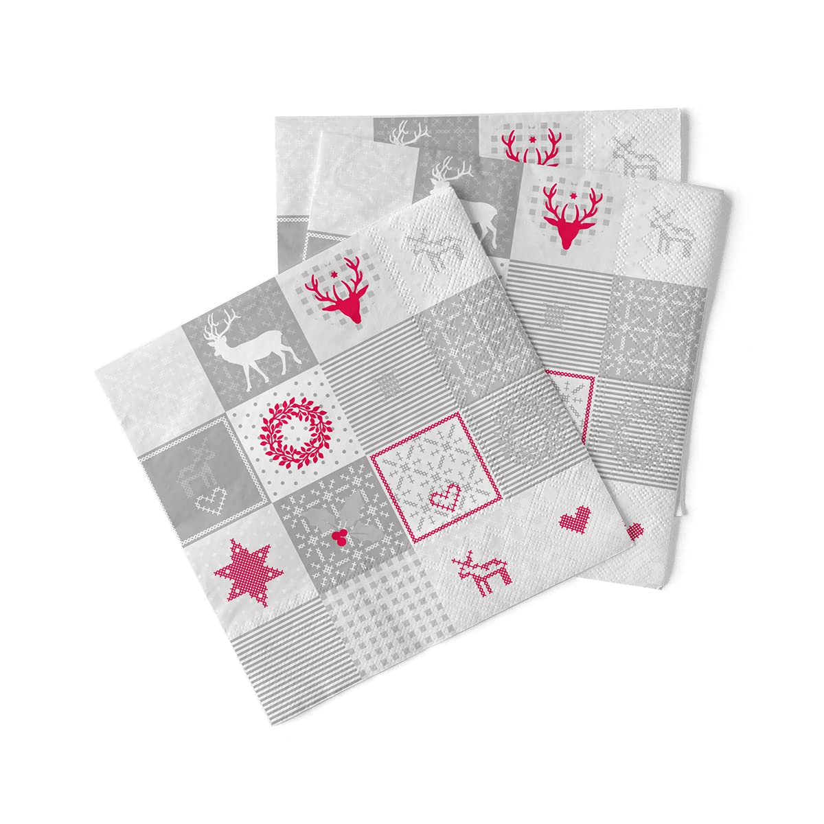 Mank GmbH Tissue-Servietten 33x33cm - Premium Einweg Für Weihnachtsfeiern 100 Stück