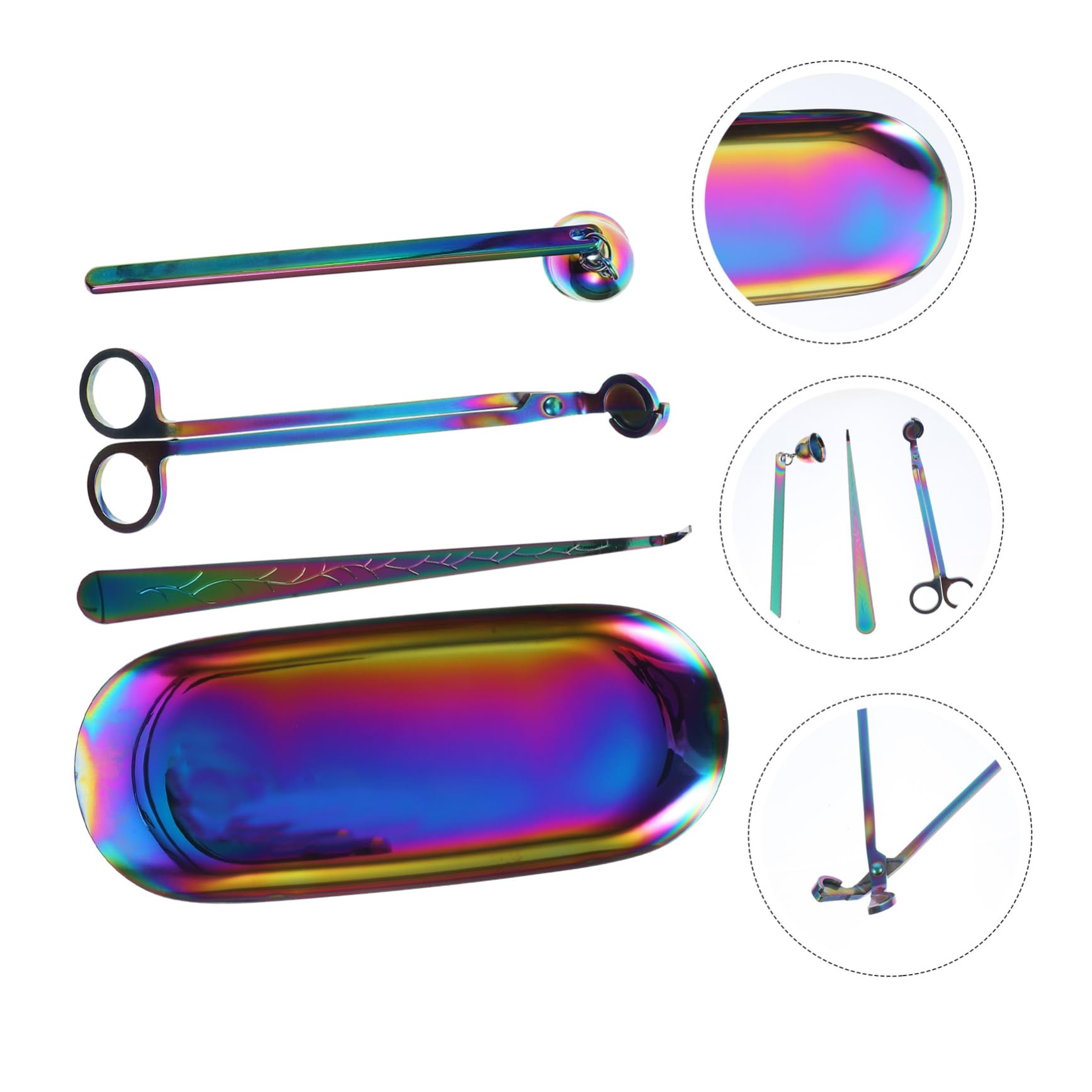 DECHOUS Elegante Set di 4 Taglia Stoppini per Candele Spegni in Metallo in Acciaio Inossidabile per Uno Spegnimento Delicato delle Candele