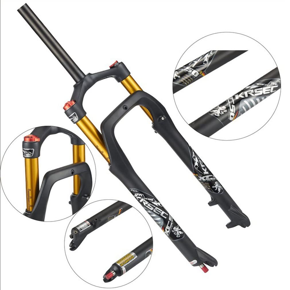 Horquilla Fat Bike de 26x4,0 Pulgadas Horquilla de suspensión para Bicicleta de montaña Recorrido 120 mm MTB Horquilla neumática Buje espaciado 135 mm 28,6 mm Amortiguación con Bloqueo de Corona Rec