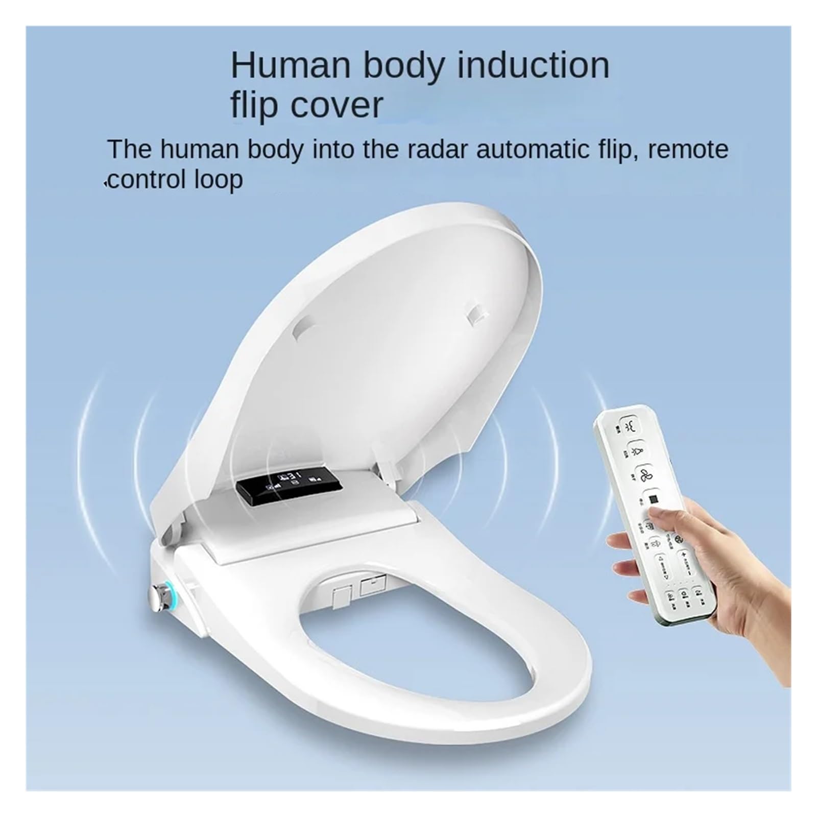 Tavoletta Wc Sedile bidet automatico con funzione di riscaldamento, sedile WC intelligente universale a forma di U e D(49cm Automatic cover,110V-130V)