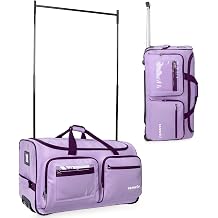Fanwoli 23" Dance Bag with Garment Rack, Rolling Duffel, Vibrant Purple | Ultra-Light Collection, Dual Support System, 300D Oxford Composite PVC, Silent Wheels, 8-Costume Capacity