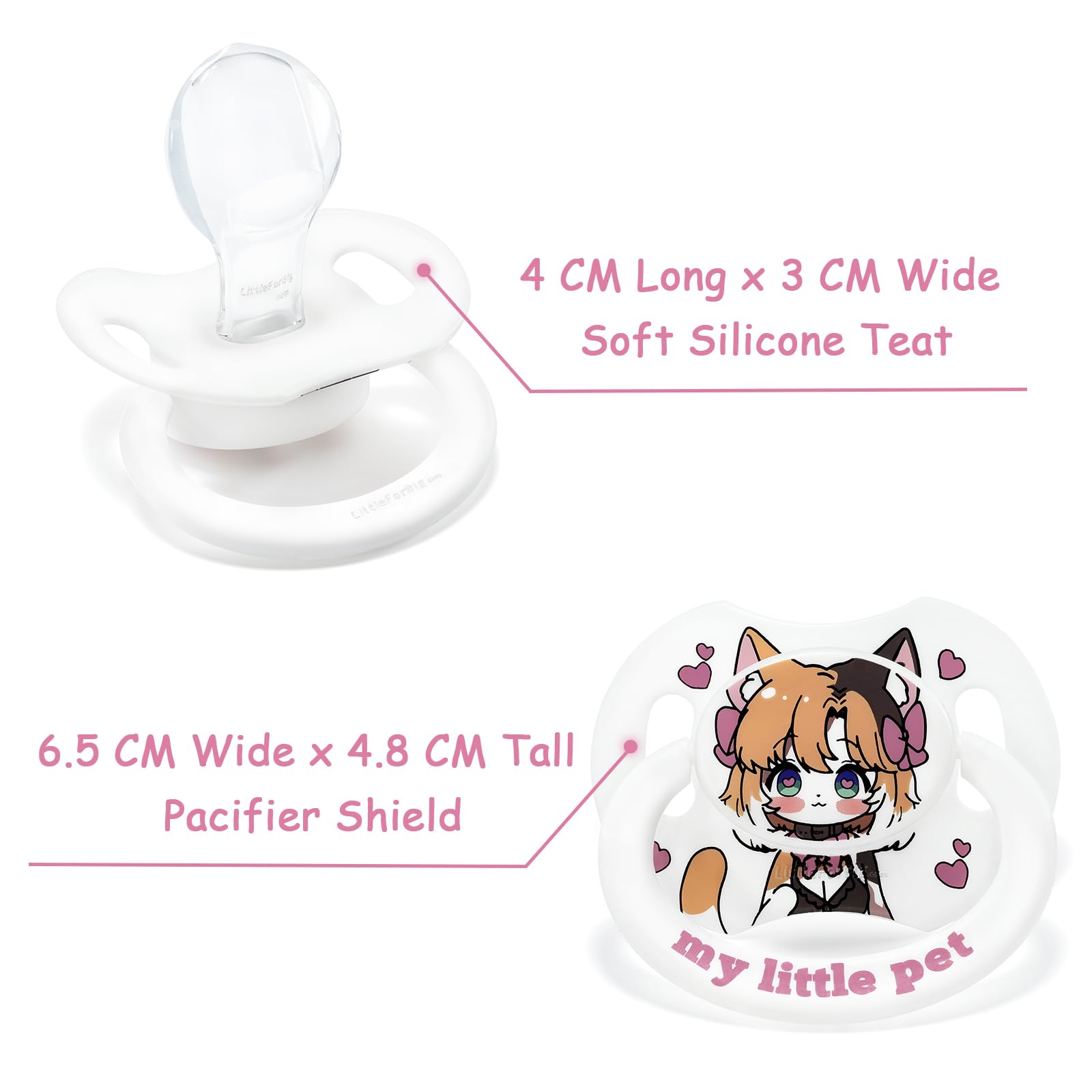 LittleForBig Bigshield Generation-II Adult Sized Printed Pacifier My Little Pet Pattern, White - Image 4