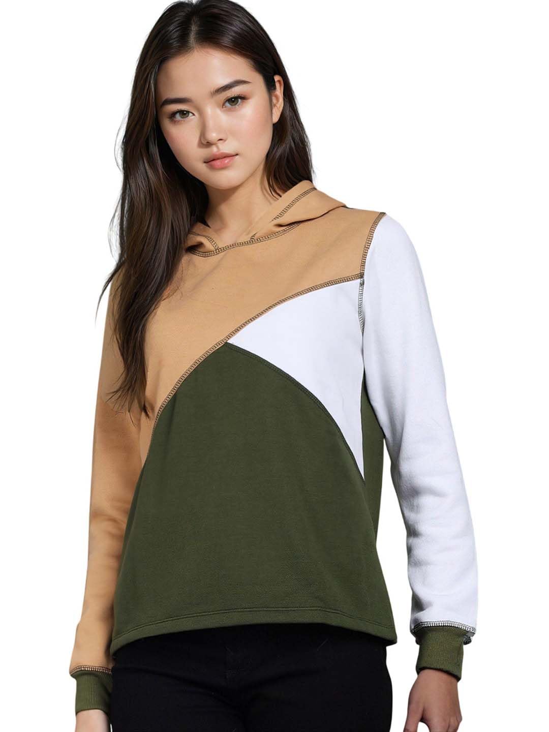 Women's Butterfly Print & Colorblock Hooded Sweatshirts(Multicolor,M)-image-24