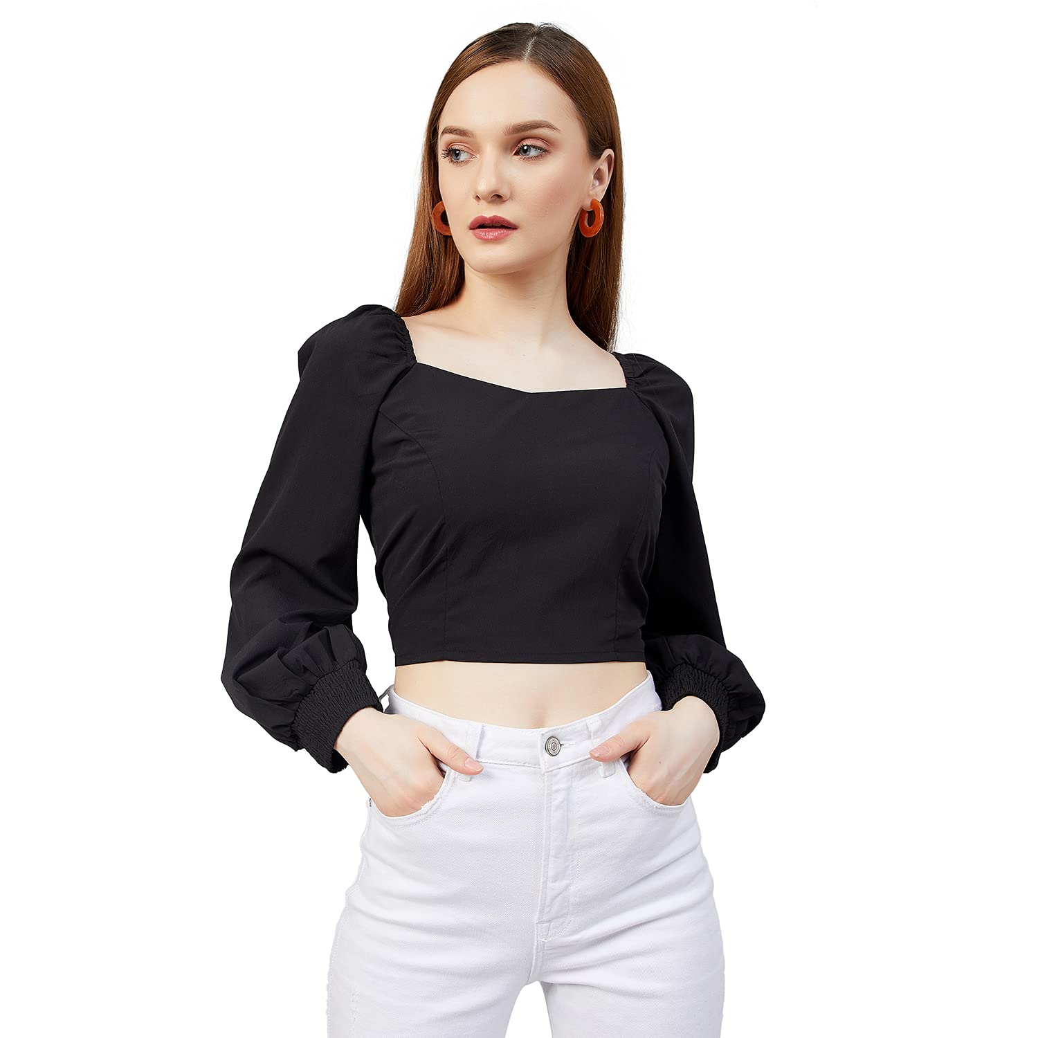 rare Women's Slim Blouse (EP6221_Black Small)-picture-32