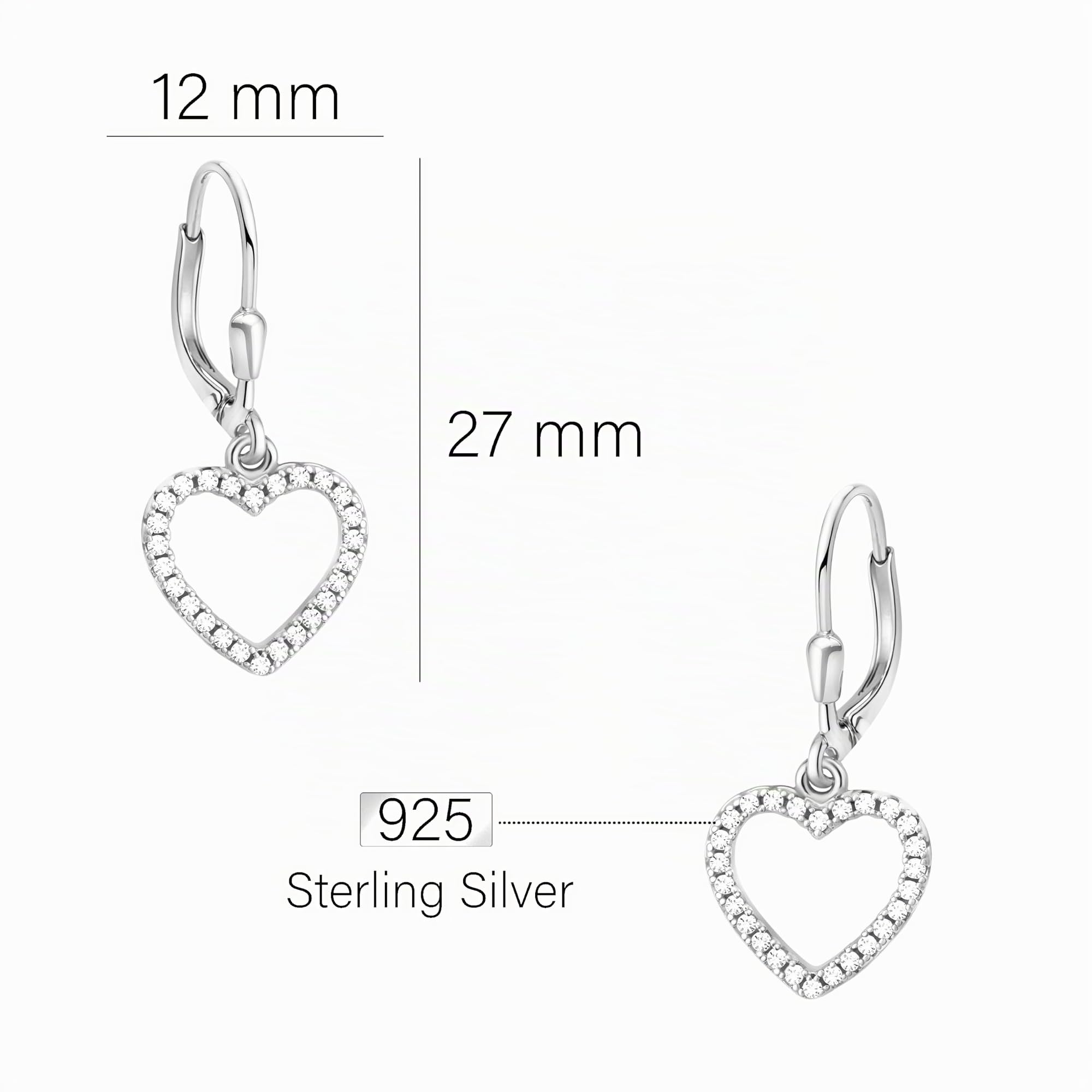 SOFIA MILANI - Orecchini da Donna in Argento 925 - Con Pietra Zircone - Orecchino Pendente a Cuore