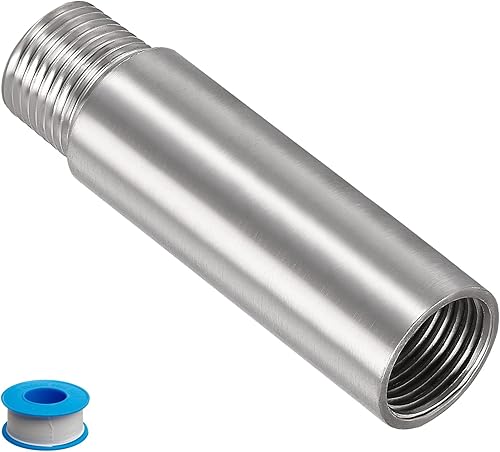 Awclub Brazo de extensión de cabezal de ducha, 3.5 pulgadas 12PT macho x 12PT hembra rosca 304 acoplador de montaje de tubería de acero inoxidable