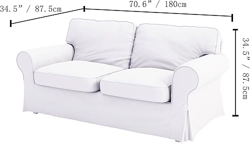 Vista 16 de La funda de repuesto de algodón pesado Ektorp para sofá de 3 asientos está hecha compatible con IKEA Ektorp (sofá Ektorp gris oscuro)