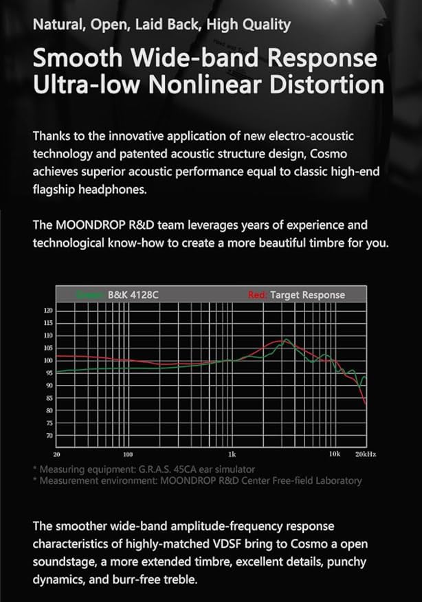 Image of Moondrop Cosmo Wired Music HiFi headsets for Audiophiles | Home Office | Wired Over-Ear Headphones