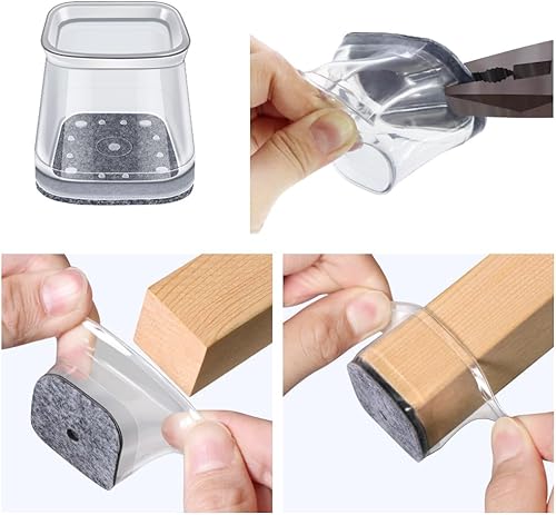 Miniatura 42 de BUMACO 20 protectores de suelo para patas de silla, protectores de patas de silla para suelos de madera dura, almohadillas de silicona para proteger