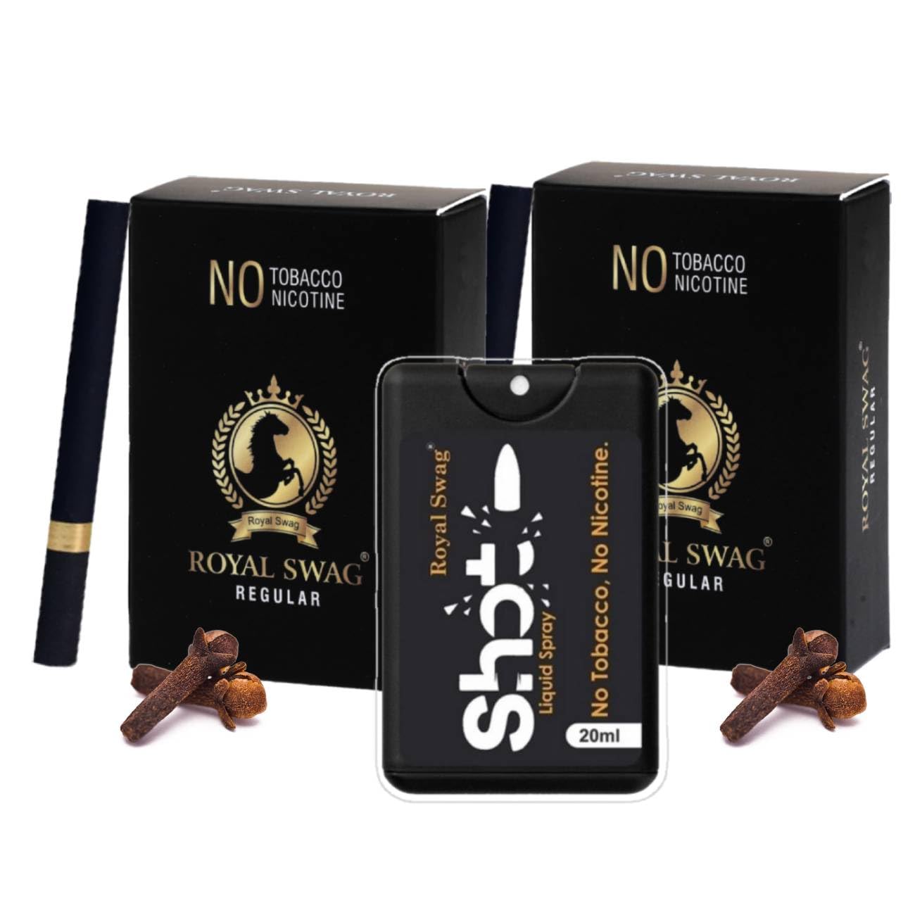 ROYAL SWAG Ayurvedic & Herbal Cigarette, Regular Flavour (20 Sticks) With 20ml Shot - Smoking Cessation
