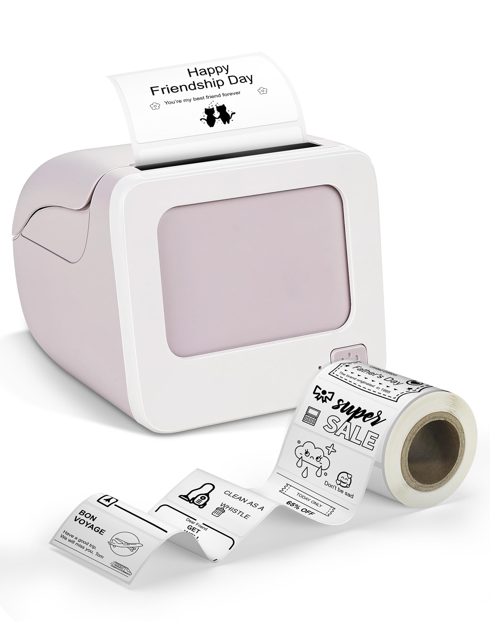 vretti Impresora Etiquetas Autoadhesivas, Mini Termica Etiquetadora Adhesivas Bluetooth Portátil Label Printer Compatible con iOS y Android para Oficina Tienda Hogar,Tamaño de impresión 25-58 mm