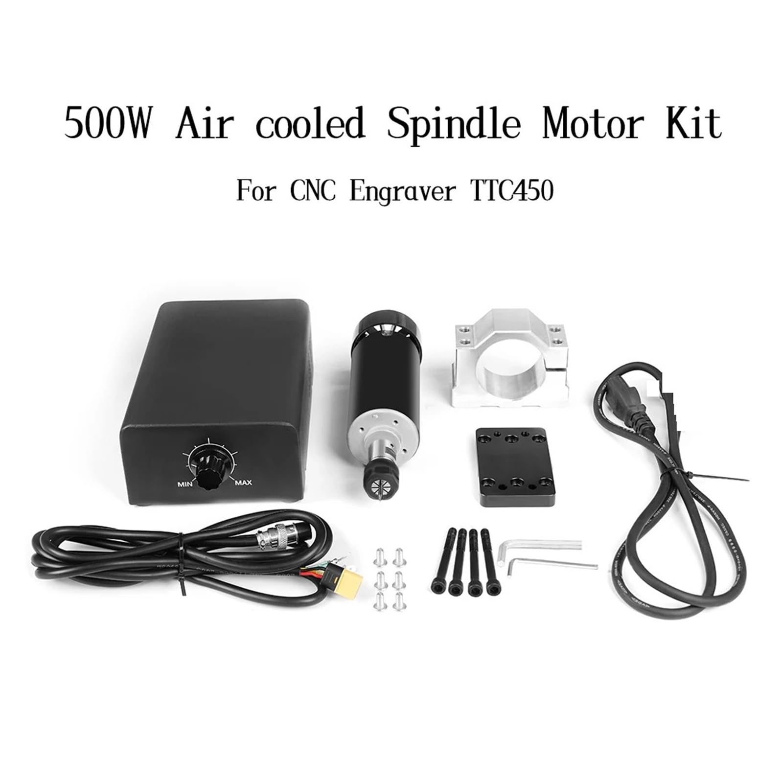 Máquina De Grabado CNC TTC450, Motor Husillo Refrigerado Por Aire 500W, Fuente Alimentación, Regulador Velocidad, Mandril ER11 Con Soporte Abrazaderas 52mm Altamente Optimizado