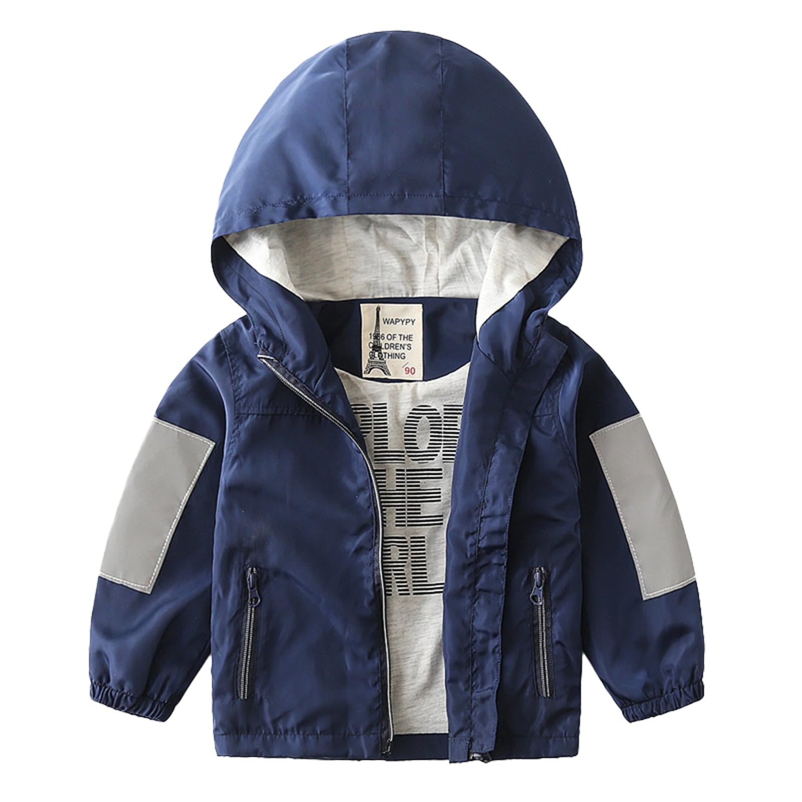 Volunboy Toddler Boys Windbreaker Casual Outerwear Kids Lightweight Zip Hooded Jacket Baby Cute Dust Coat