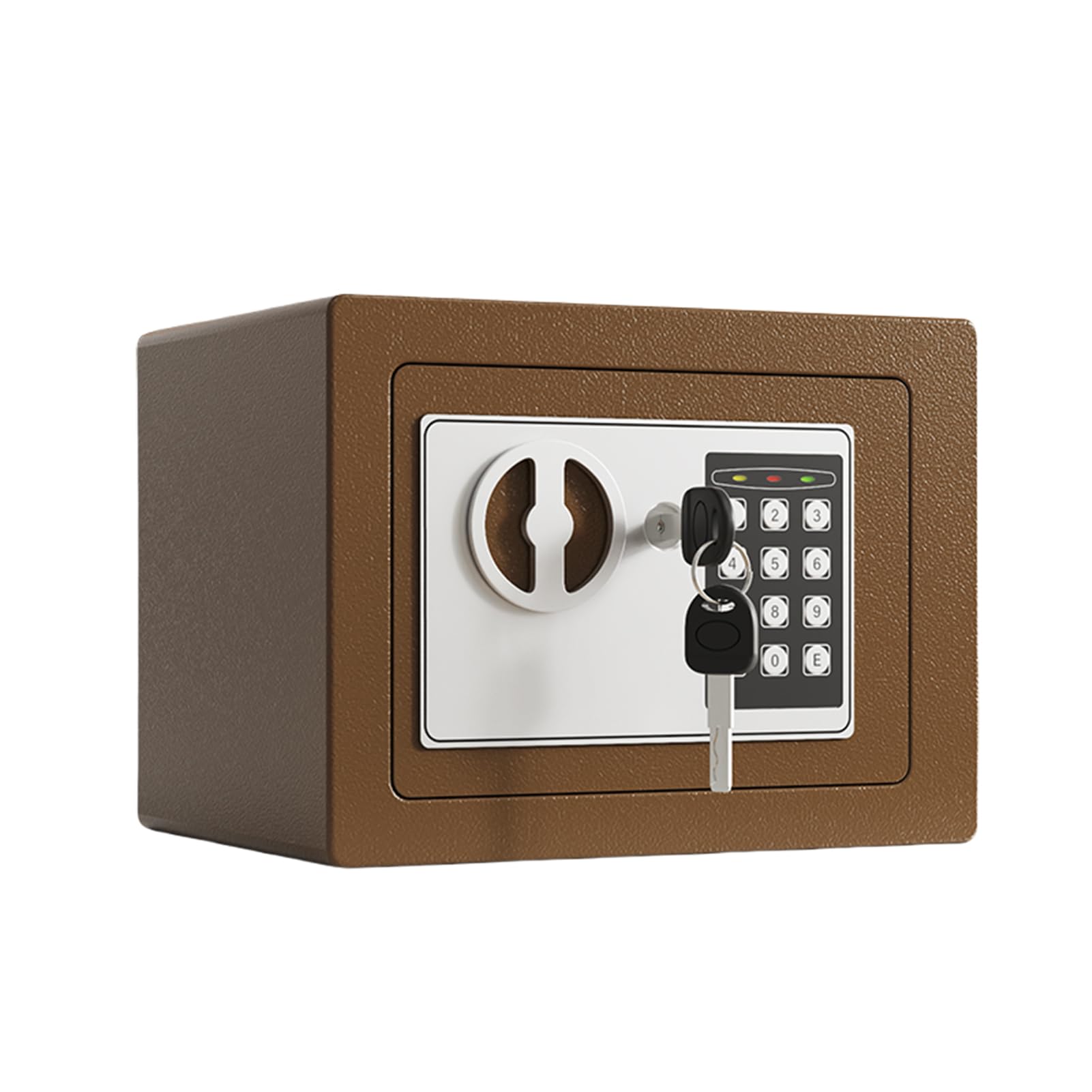 Coffre-fort Ignifuge Coffre-fort étanche avec Clavier Numérique et Clés de Rechange de sécurité en Métal 8,8 X 6,4 X 6, Pouces pour Maison, Hôtel, Dortoir, Bureau (café or)